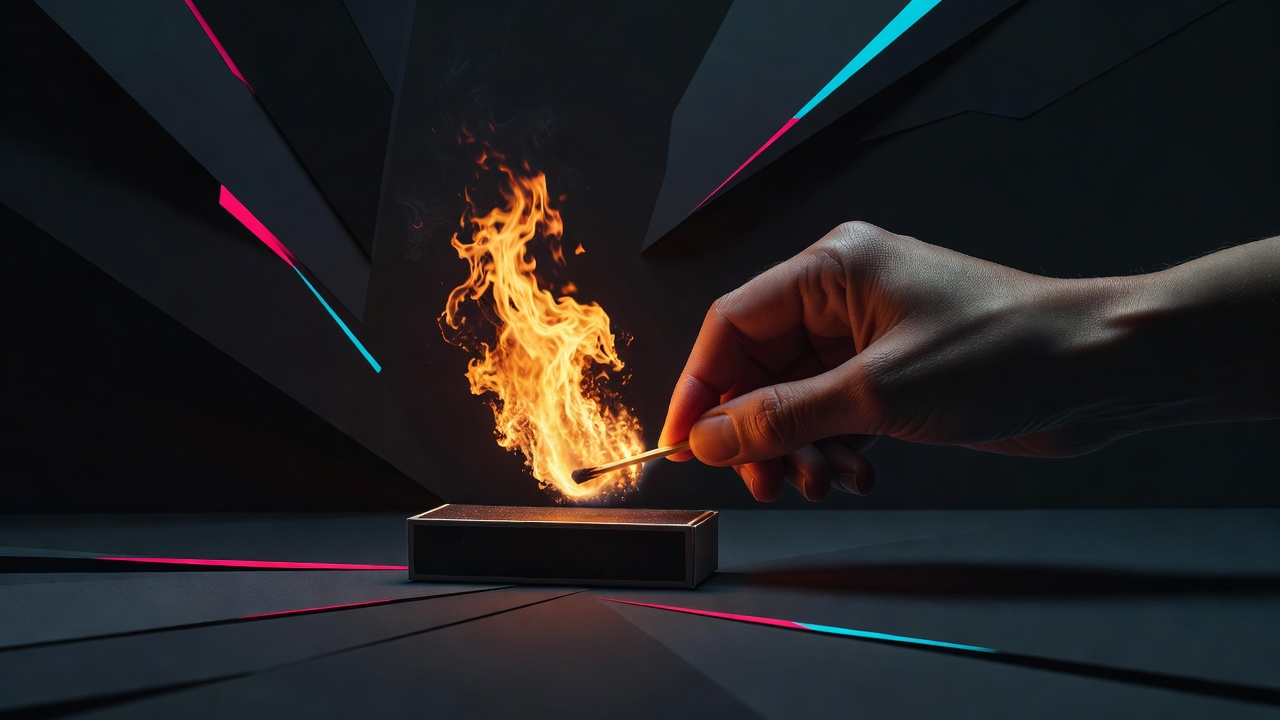 A hand striking a match rather than waiting for a light already lit