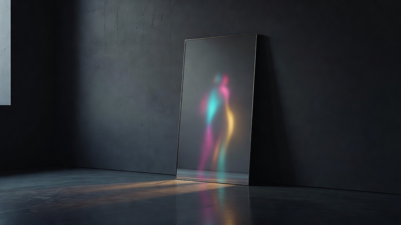 A mirror catching soft light in a quiet room