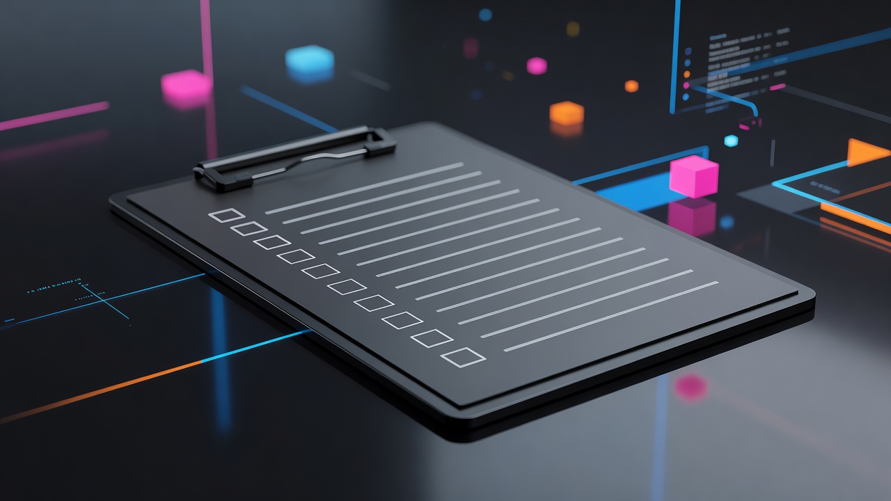 A clipboard with a neat checklist resting on a clean surface