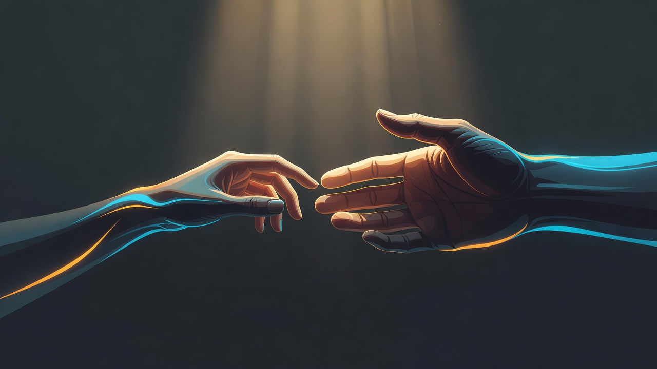 A small hand and a larger hand reaching toward each other