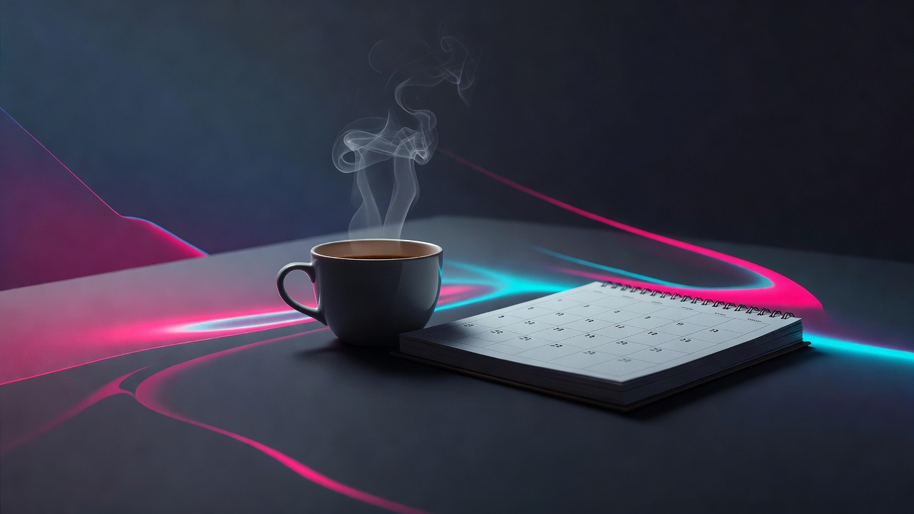A quiet cup of coffee steaming beside an unopened calendar