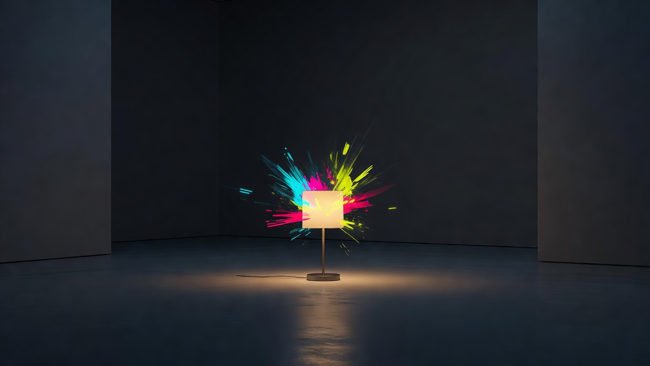 A small warm lamp glowing in a dim room at night