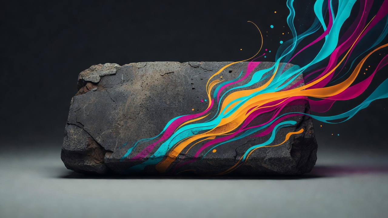 A worn stone tablet resting on a plain surface in even light