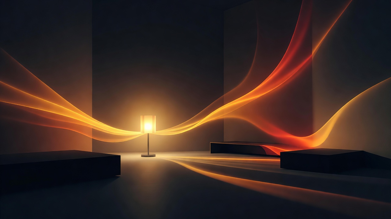 A room warming with light spreading from one lamp outward to the corners