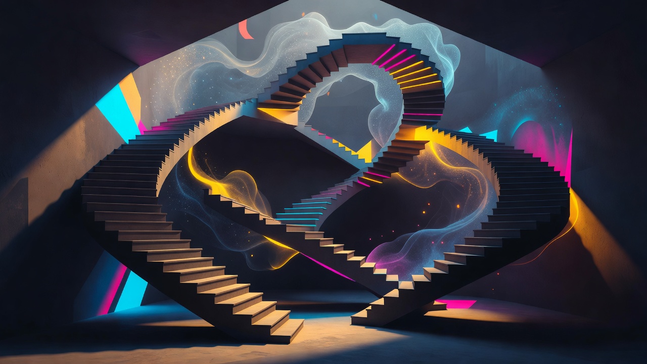 An impossible staircase looping back on itself
