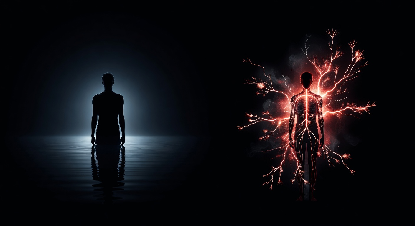 Two silhouettes showing different levels of nervous system activation
