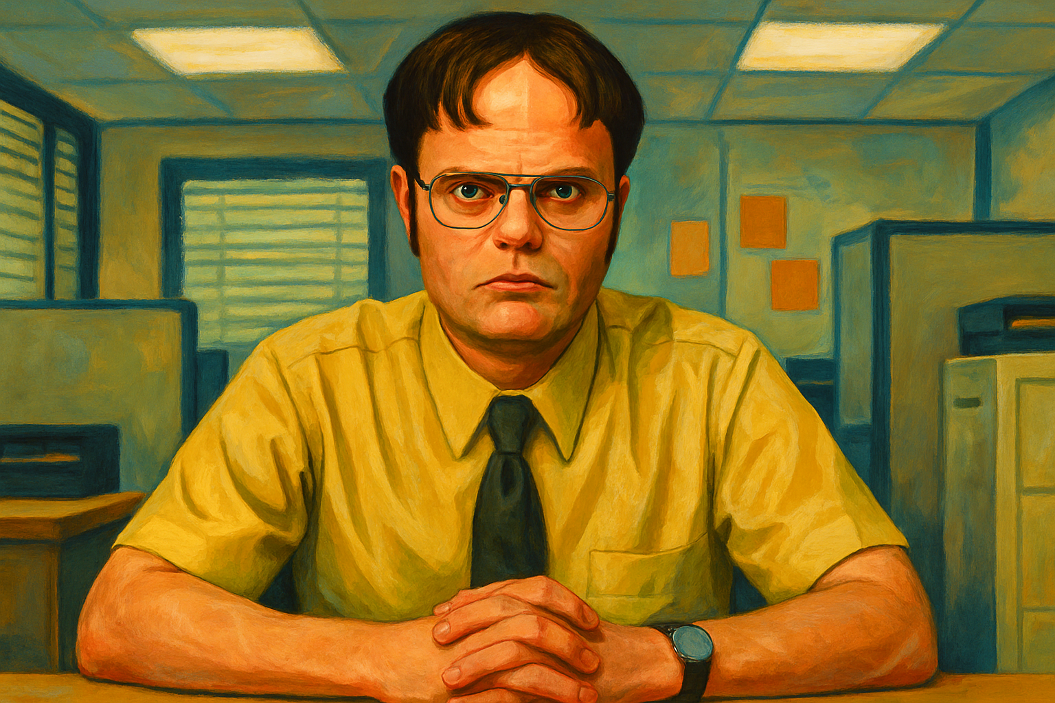 Illustrated portrait of Dwight Schrute
