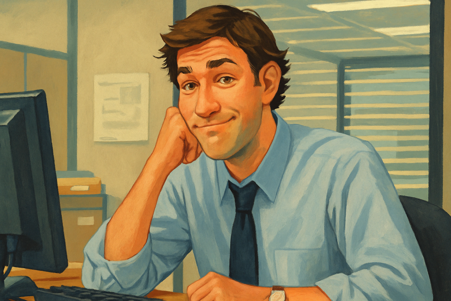 Illustrated portrait of Jim Halpert