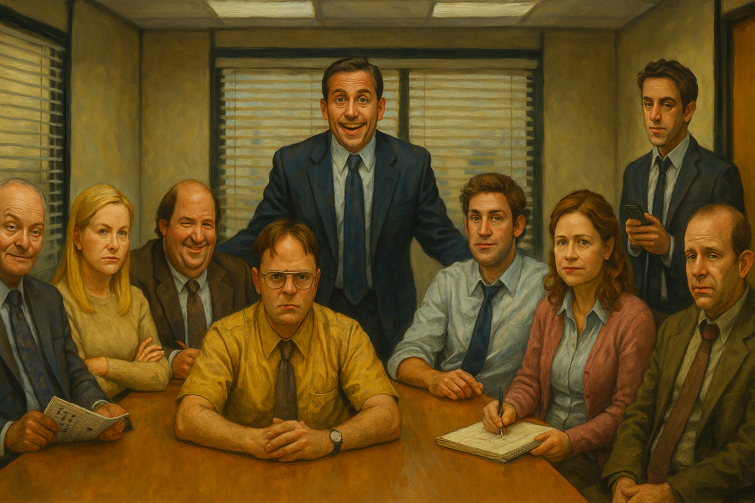 Dunder Mifflin office workers with contrasting personality energy auras