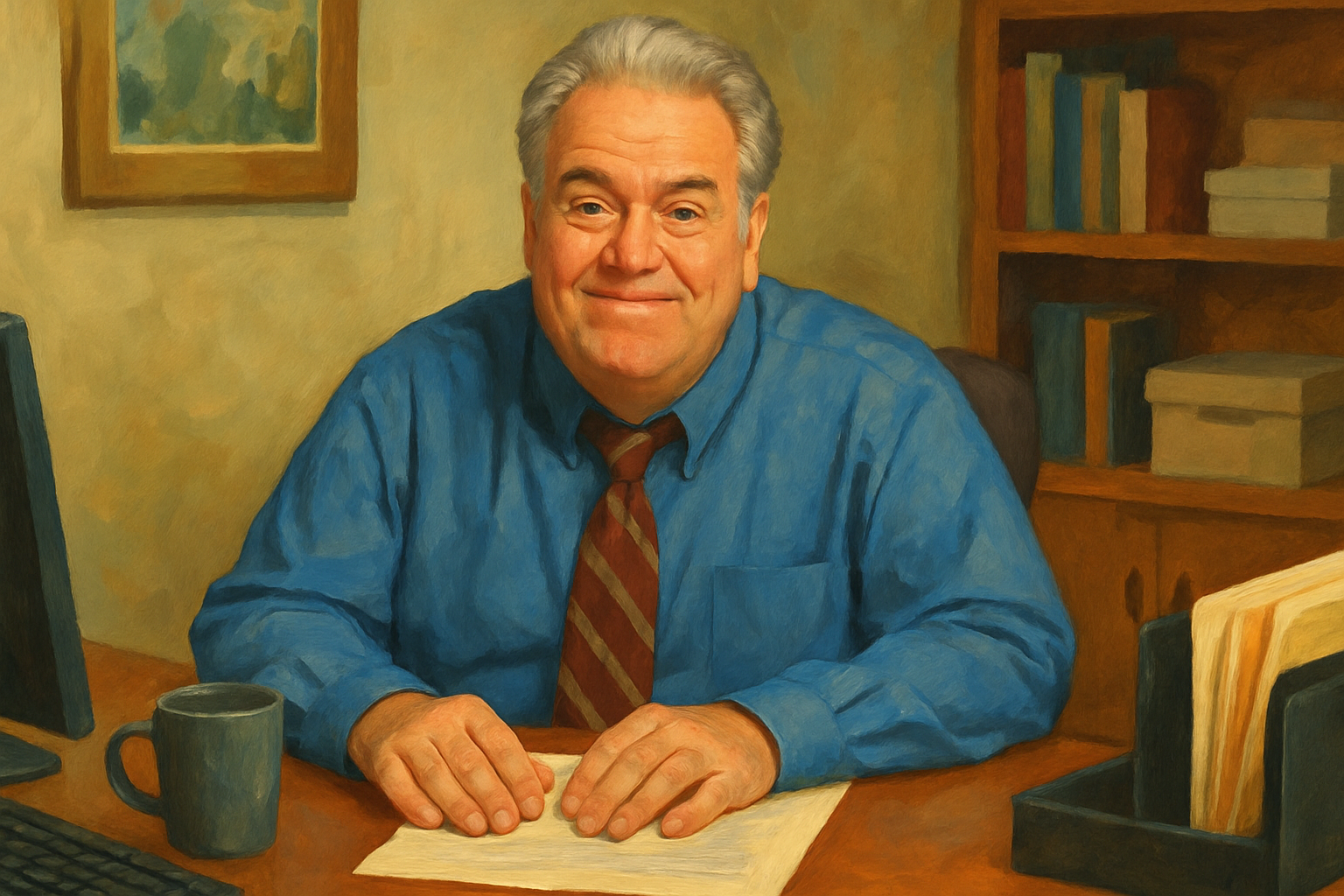 Illustrated portrait of Jerry Gergich