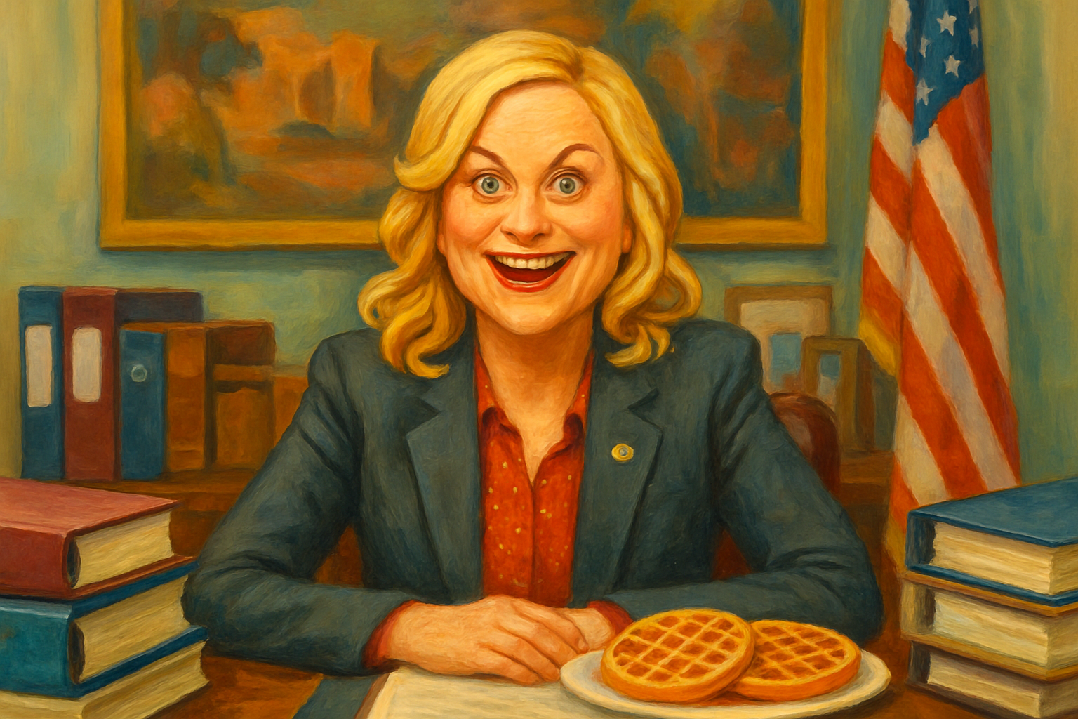 Illustrated portrait of Leslie Knope
