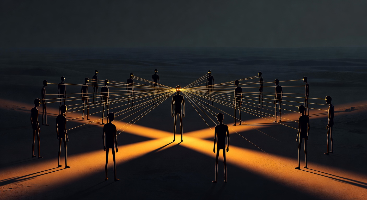 A figure with words forming behind their teeth, mouth closed, while others speak freely around them