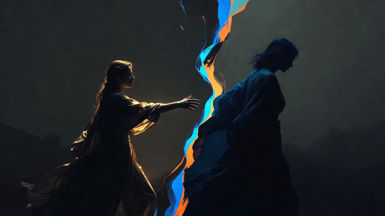 A person reaching toward someone turning away