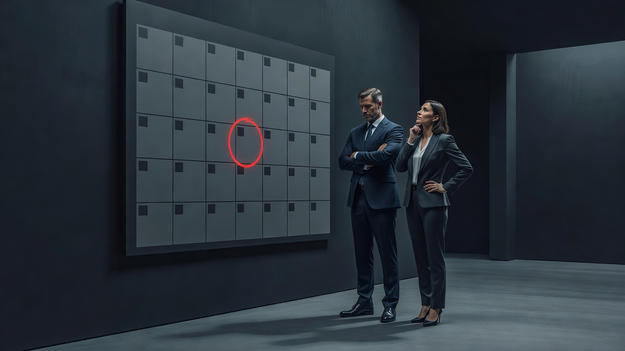 A calendar with a red circled date approaching while two founders both look away from it